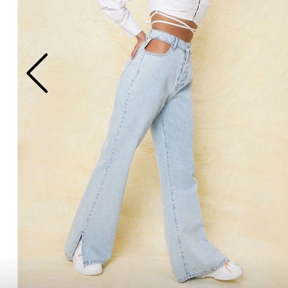 Cut Out Flared Wide Leg Denim Jeans Size 8 US - Picture 3 of 12